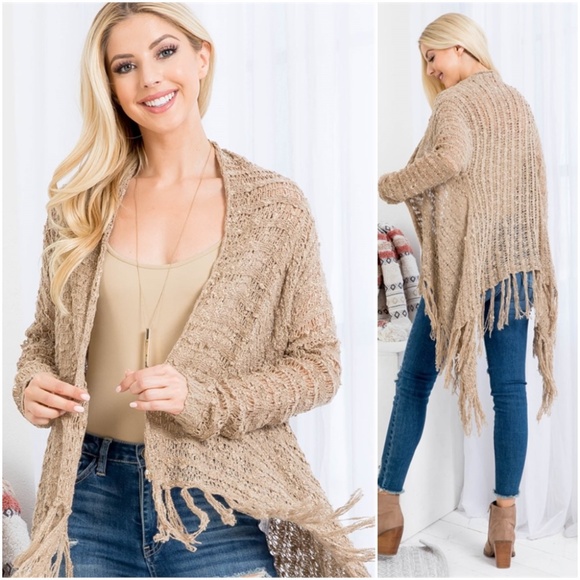 Trend Setter Diva Boutique Sweaters - #12 Mocha fringe cardigan sweater